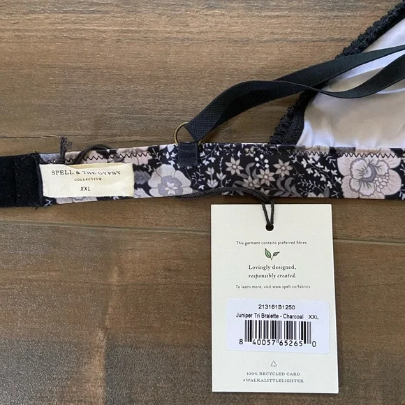 {Spell} Juniper Tri Bralette XXL Charcoal Floral